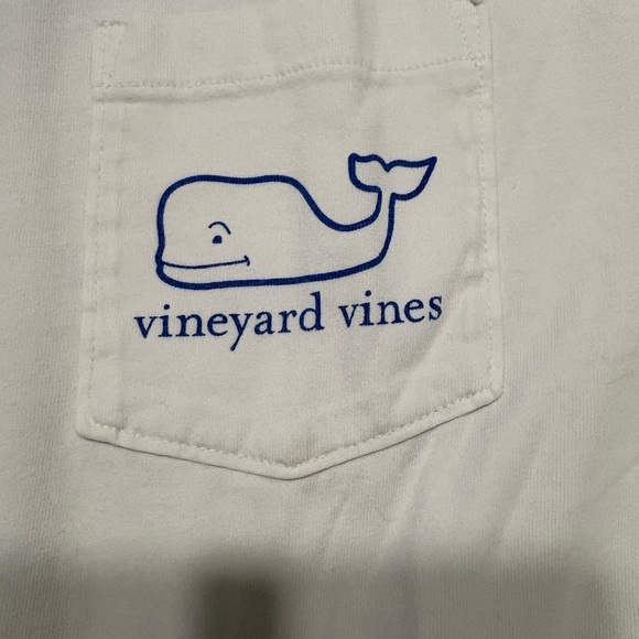 Vineyard Vines Men's White Long Sleeve Tee with Blue Logo - Picture 2 of 7